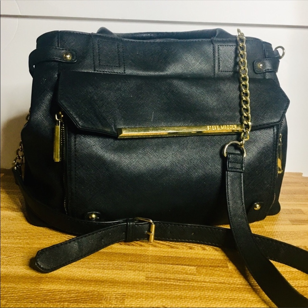 Steve Madden Black and Gold satchel